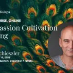 Compassion Cultivation Training with Tamas Schieszler; pic of him with elegant peacock background