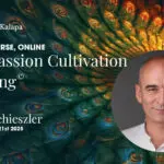 Compassion Cultivation Training with Tamas Schieszler; pic of him with elegant peacock background