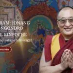 Event Banner with Khentrul Rinpoche smiling with prayer gesture and text description of the main event infos.